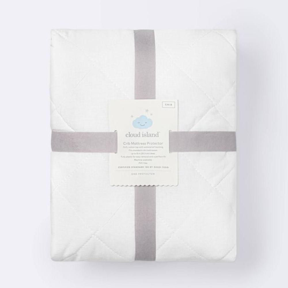 CLOUD ISLAND Waterproof Fitted Crib & Toddler Mattress Pad Cover - WHITE